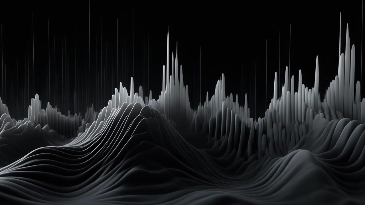 Abstract 3D Waveform Animation with Rising Pillars