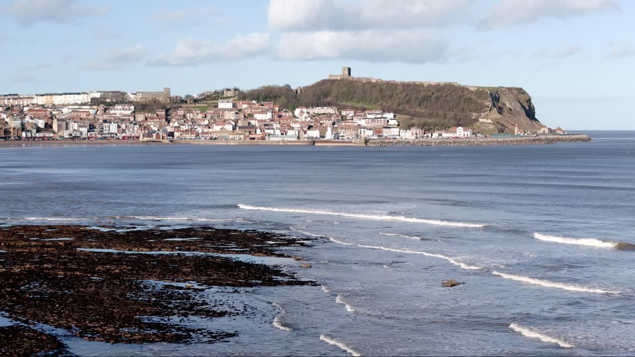 imágenes aéreas de la bahía sur de scarborough en el norte de yorkshire