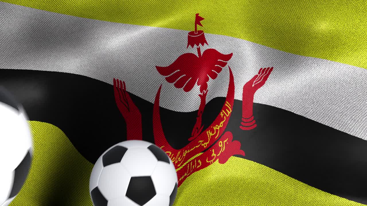 bandera de brunei con pelotas de fútbol