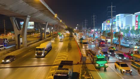 night traffic on highway with overpass