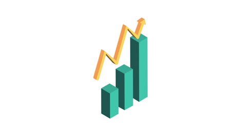 statistics bars and arrow financial animation