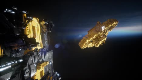 volando una estación espacial animada