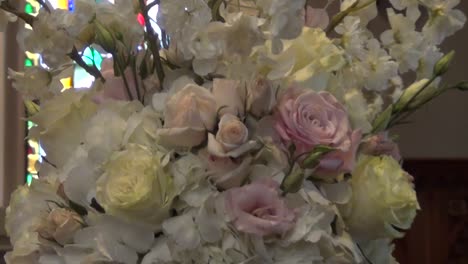 Boquet-of-Yellow-White-and-Pink-Flowers-in-a-Slow-Zoom-Out