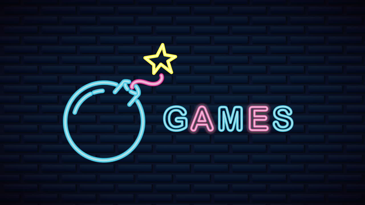 pared con luz de neón boom de videojuegos