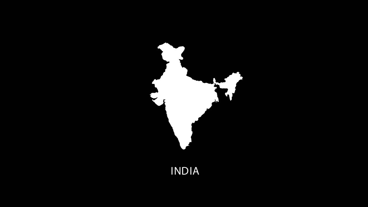 revelación digital y zoom en el mapa del país de la india vídeo alfa con nombre del país revelación de fondo | mapa del country de la india y título revelación del vídeo alfa para editar plantilla conceptual