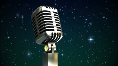 animación de estrellas cayendo sobre el micrófono en un fondo oscuro