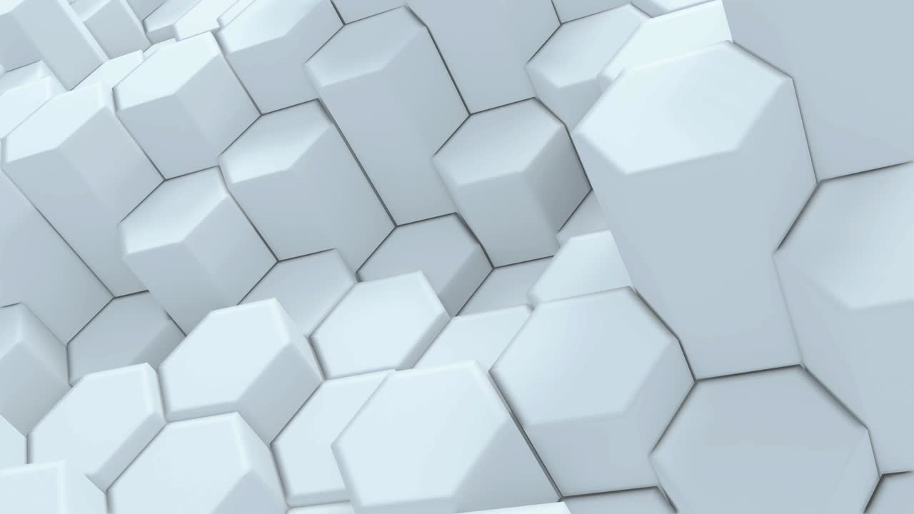 Abstract White Hexagonal Waving Surface Sci-Fi Background, 3d Loopable Animation 4k
