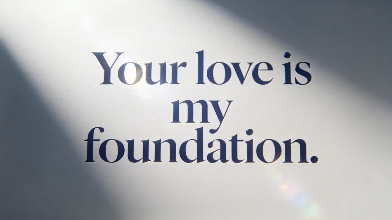 Type block staying centered, shadow sweeping, camera zooming out, revealing space for branding