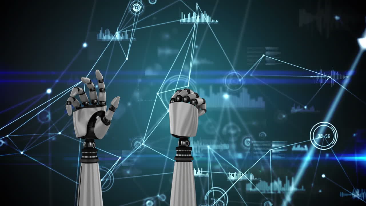 manos robóticas y red de conexión