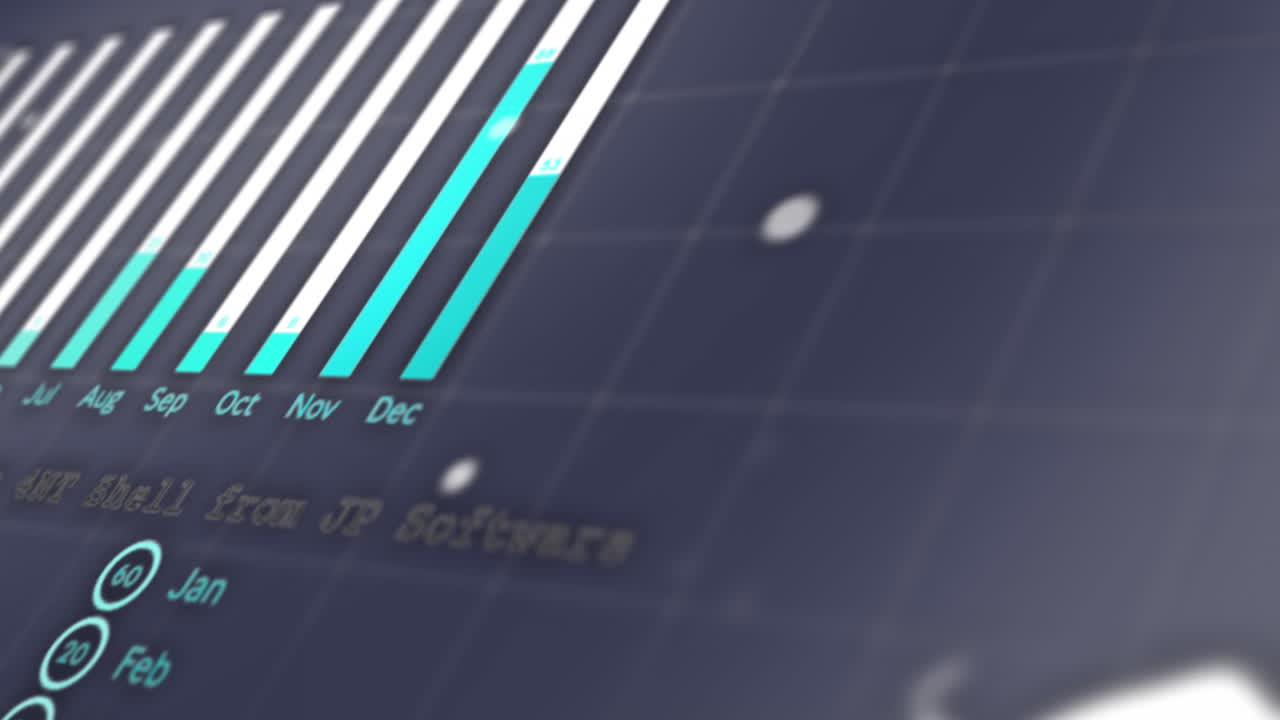 Animation of interface with statistical data processing and spinning globe against grey background