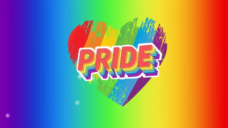 animación del texto del orgullo y el corazón del arco iris