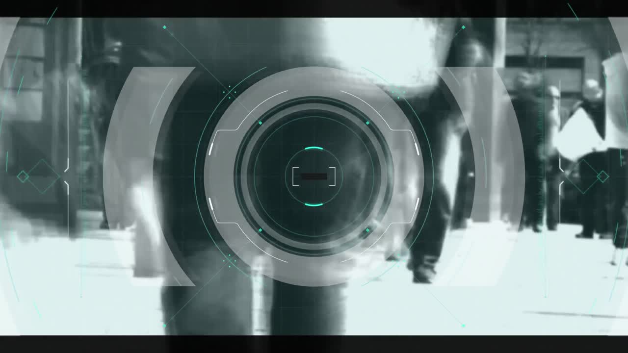 animazione della scansione e dell'elaborazione dei dati sui pedoni in una strada cittadina