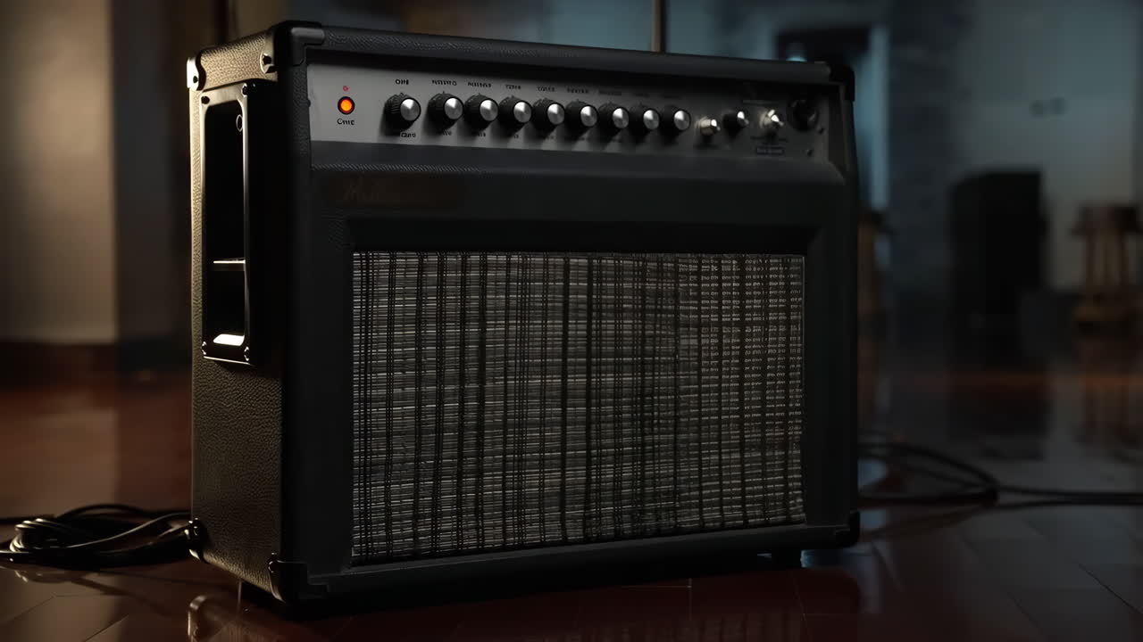 Close-up of a Black Guitar Amplifier