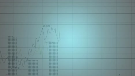 Animation-of-multiple-graphs-with-changing-numbers-over-grid-pattern-against-white-background