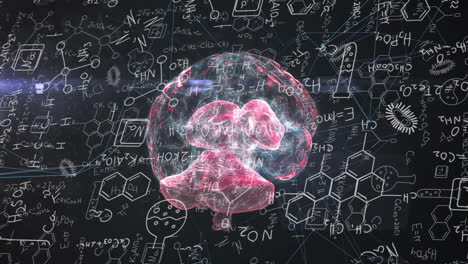 animation of mathematical data processing over human brain