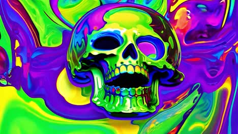 psychedelic skull with colorful abstract background