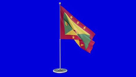 grenada 3d looping illustration of small flag pole