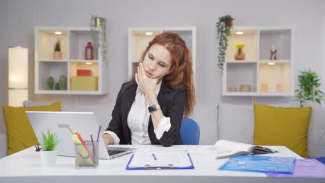 home office worker woman teeth aches and pains.