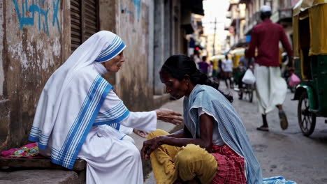 kindness in a street scene of india