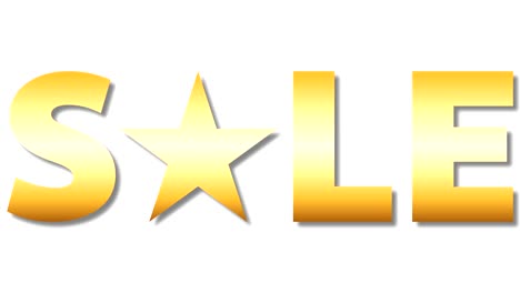 gold colored sale text with rotation star on white background