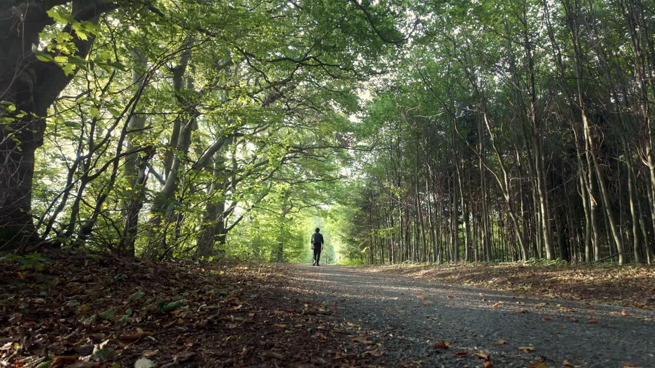 Step by step, he lets worries go, country road where wild things grow