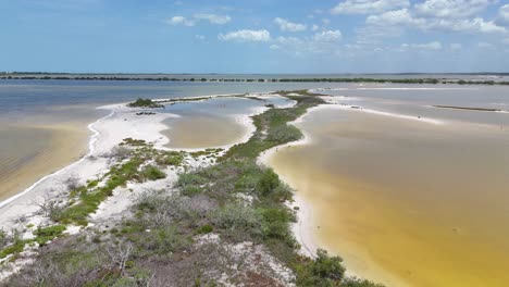 Aerial view over Rio Lagartos Ecologica reserve in Yucatan