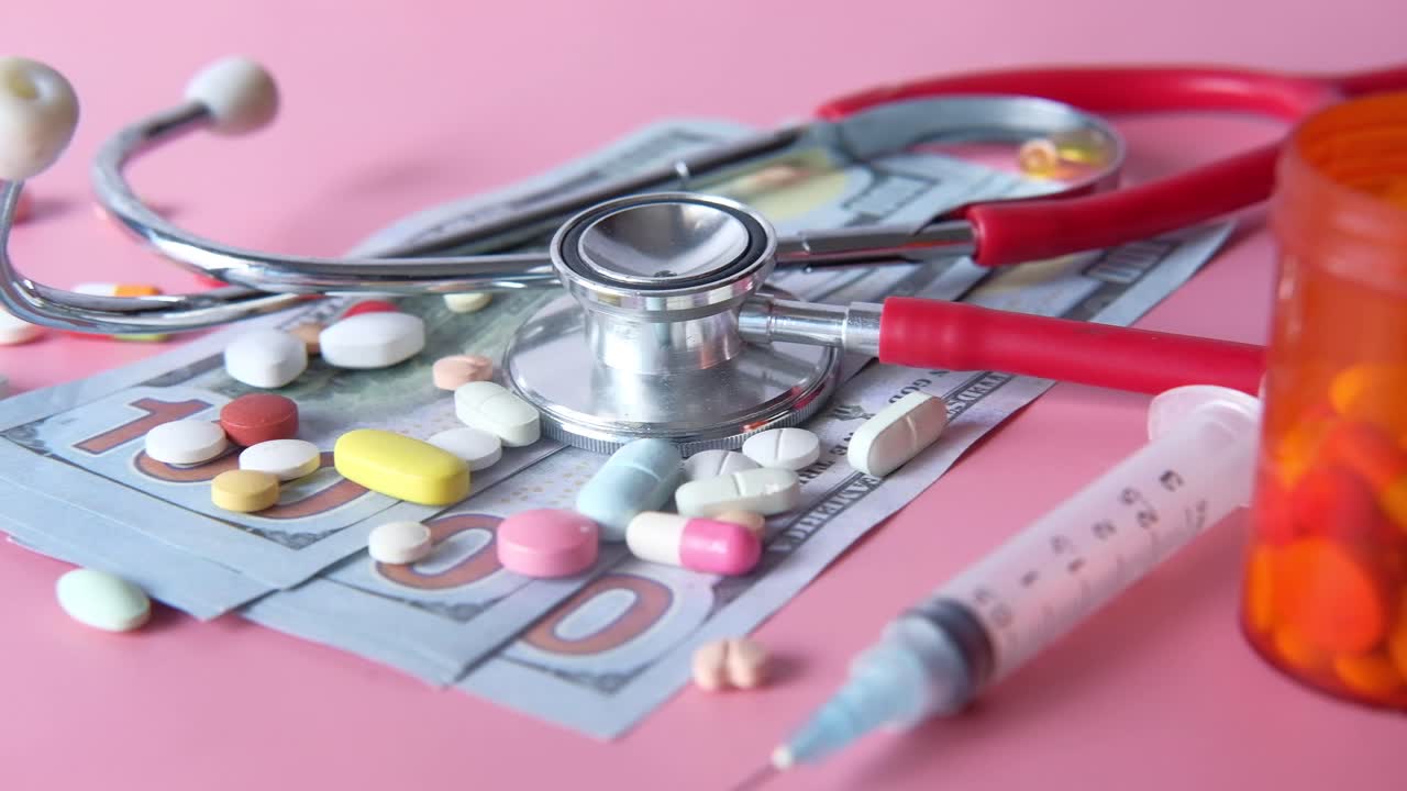 High Cost of Healthcare: Pills, Stethoscope, and Money