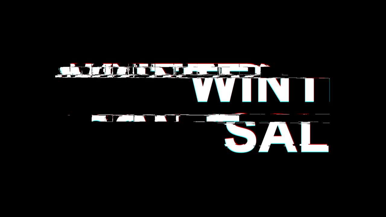Winter Sale Glitch Effect Text Digital TV Distortion 4K Loop Animation