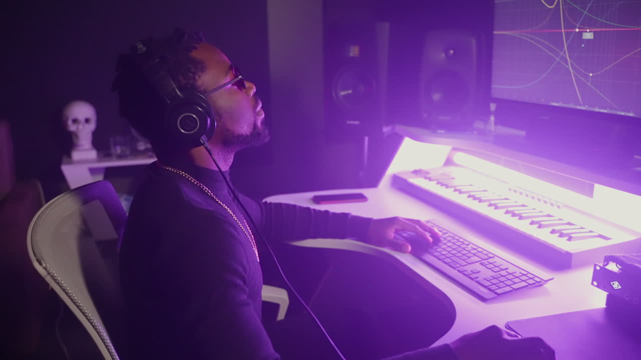 productor de música en un estudio de grabación