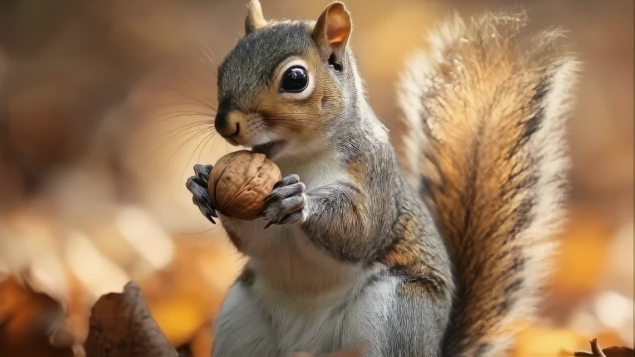Scoiattolo che mangia una noce