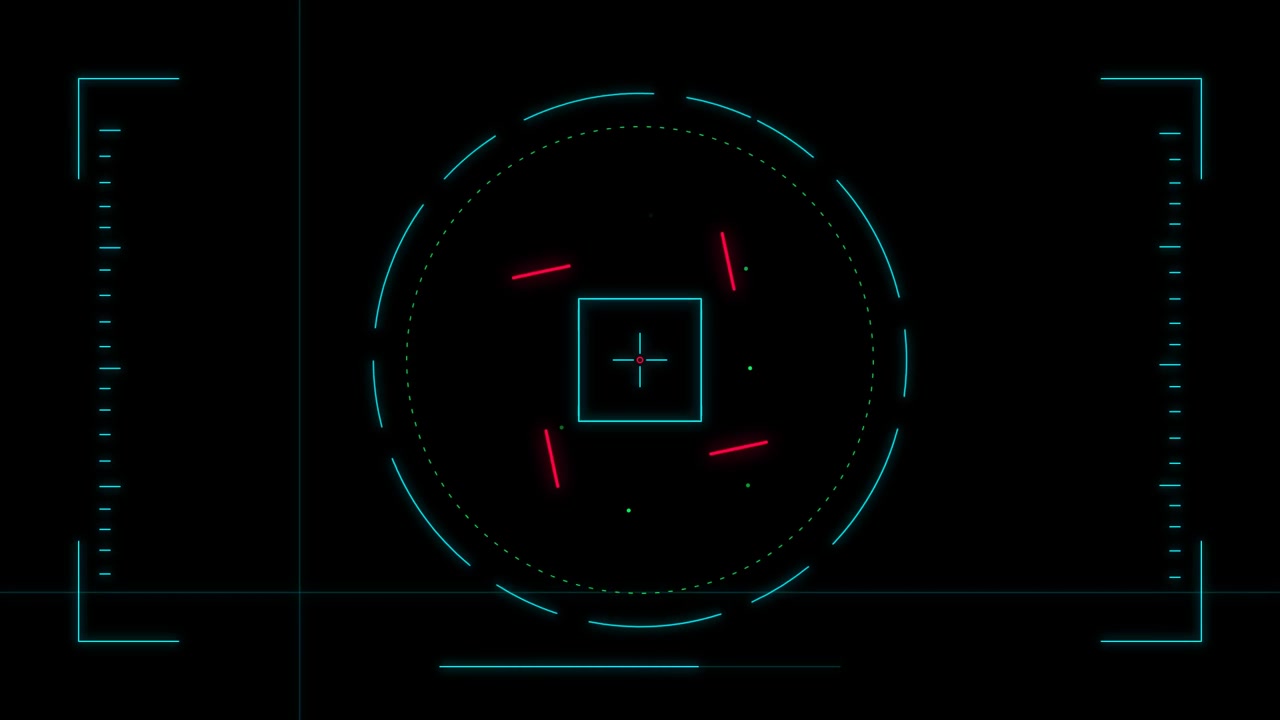 Futuristic Digital HUD Interface With Rotating Targeting Reticle