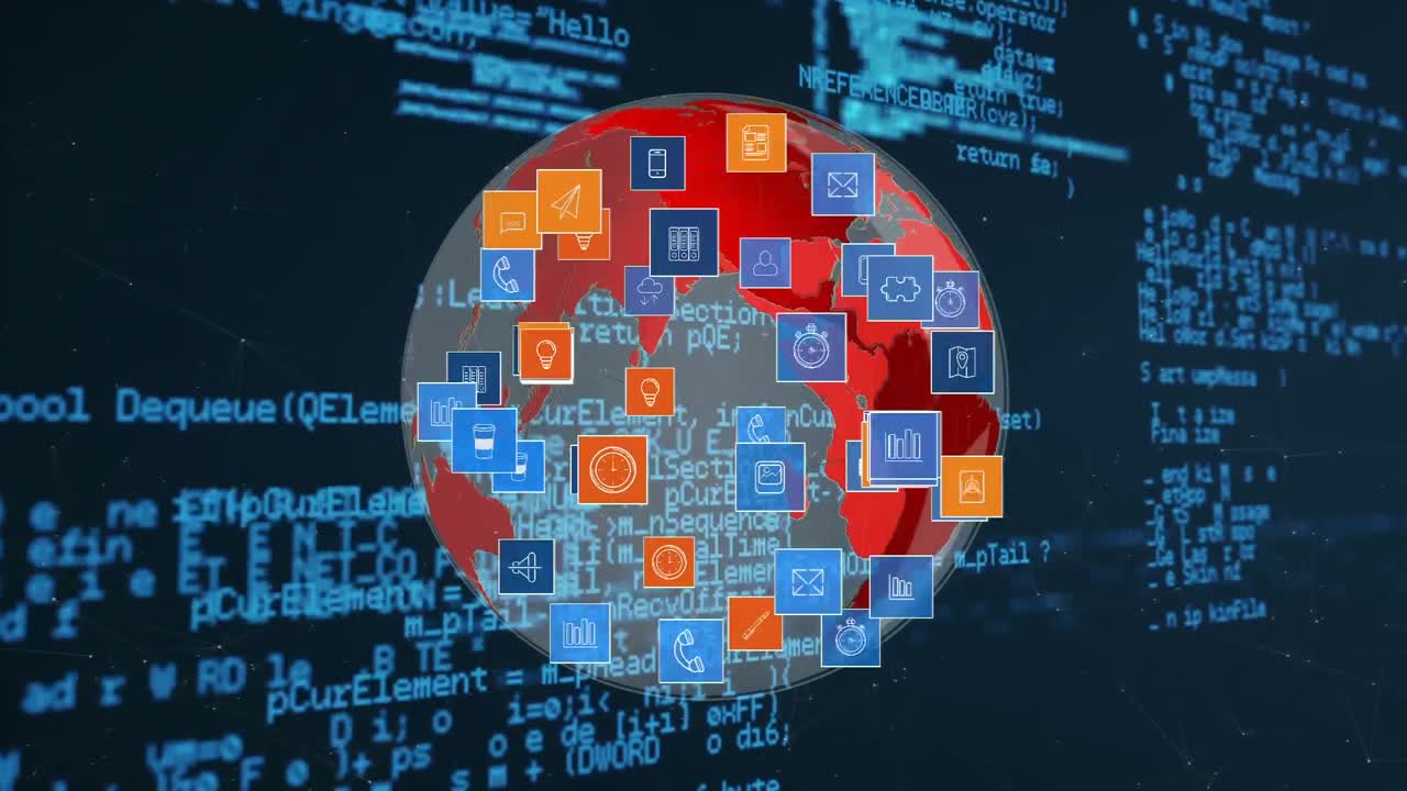 iconos de globos y aplicaciones digitales