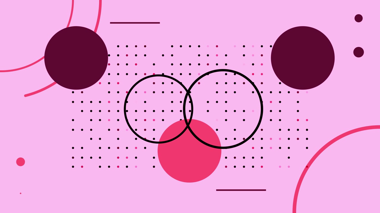 Abstract Geometric Animation with Pink Circles and Dots Pattern