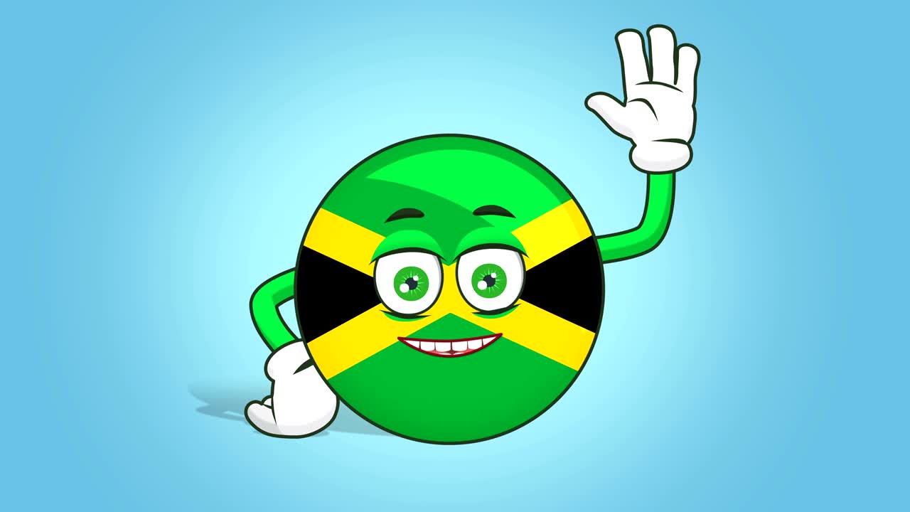 icono de dibujos animados bandera de jamaica cara animación de la mano salud con alfa mate