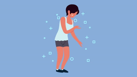 young woman standing character animation