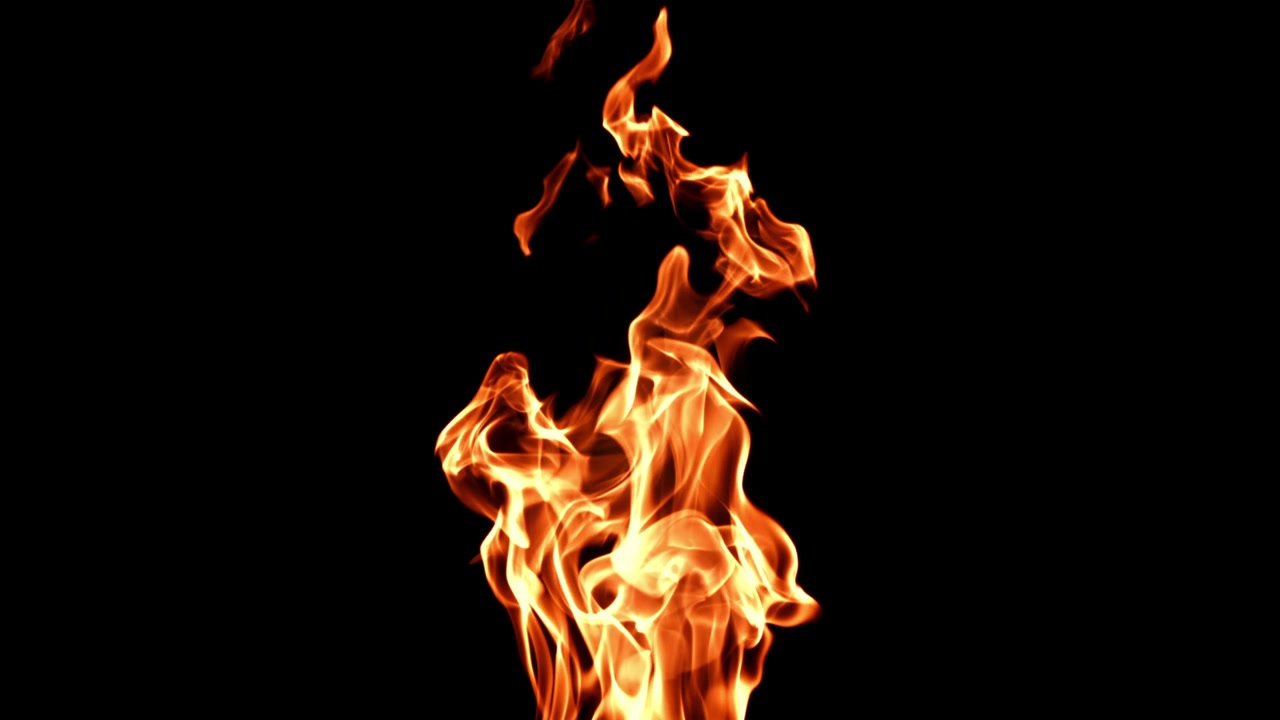 Bright Orange Flames Burning on a Black Background