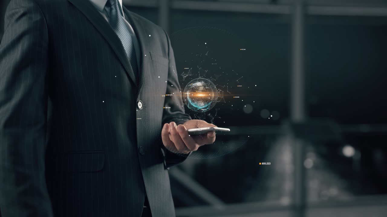 Businessman with NFT Art hologram concept