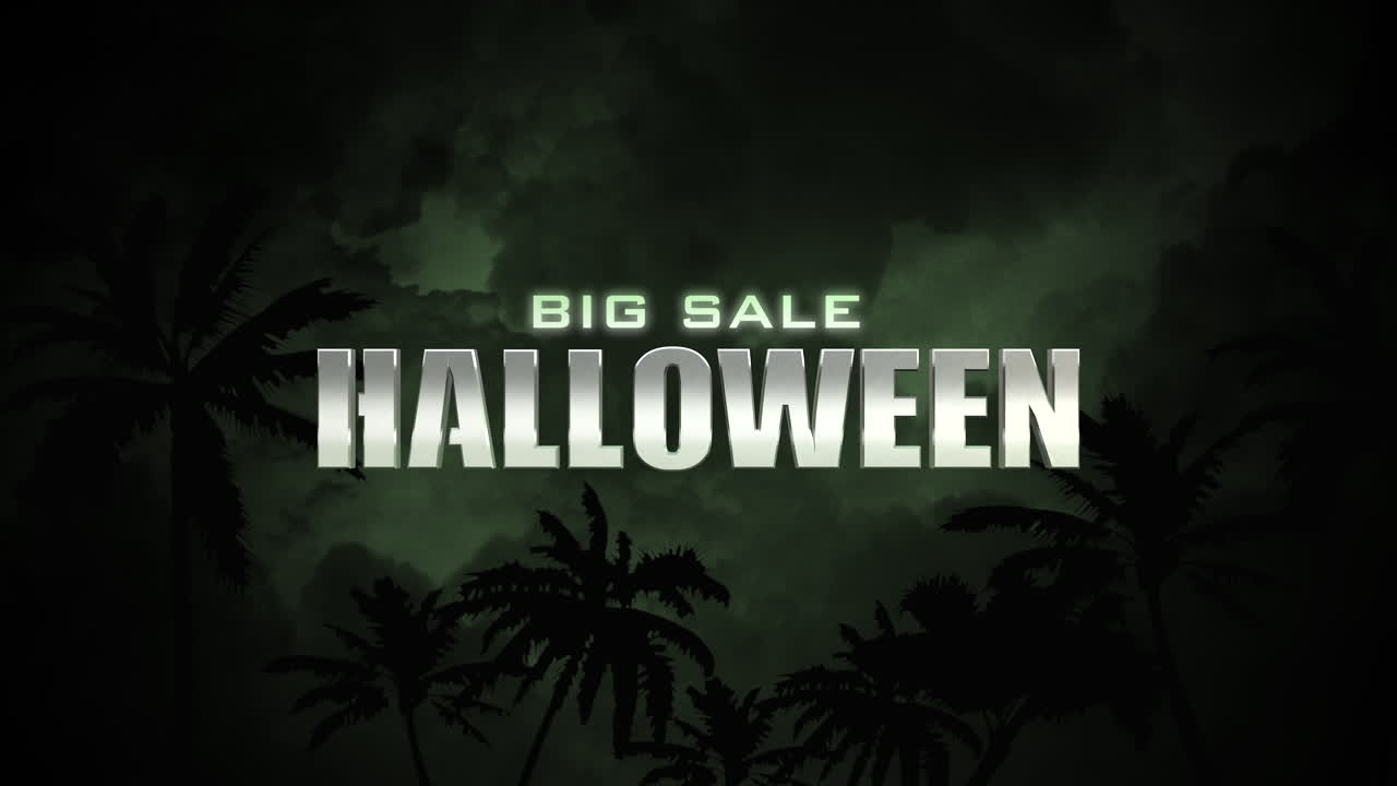 어두운 밤에 정글에서 야자수와 함께 할로윈 큰 판매