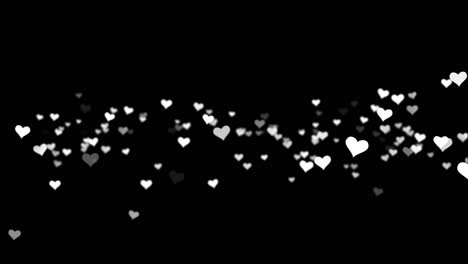 white hearts on black background