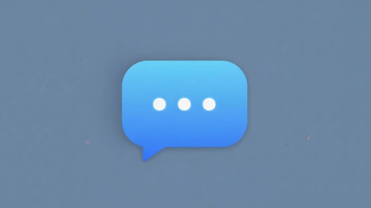 Animation starting blue chat bubble popping in on gray canvas with three dots, signaling message