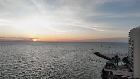 aerial clearwater, florida sunset, low to high forward