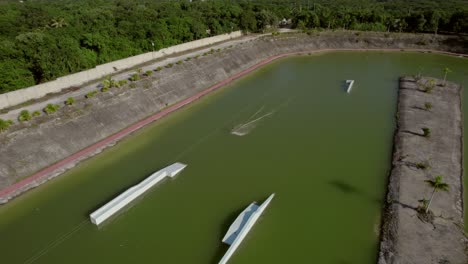 A-water-skier-is-speeding-across-the-green-water-of-the-Riviera-Maya