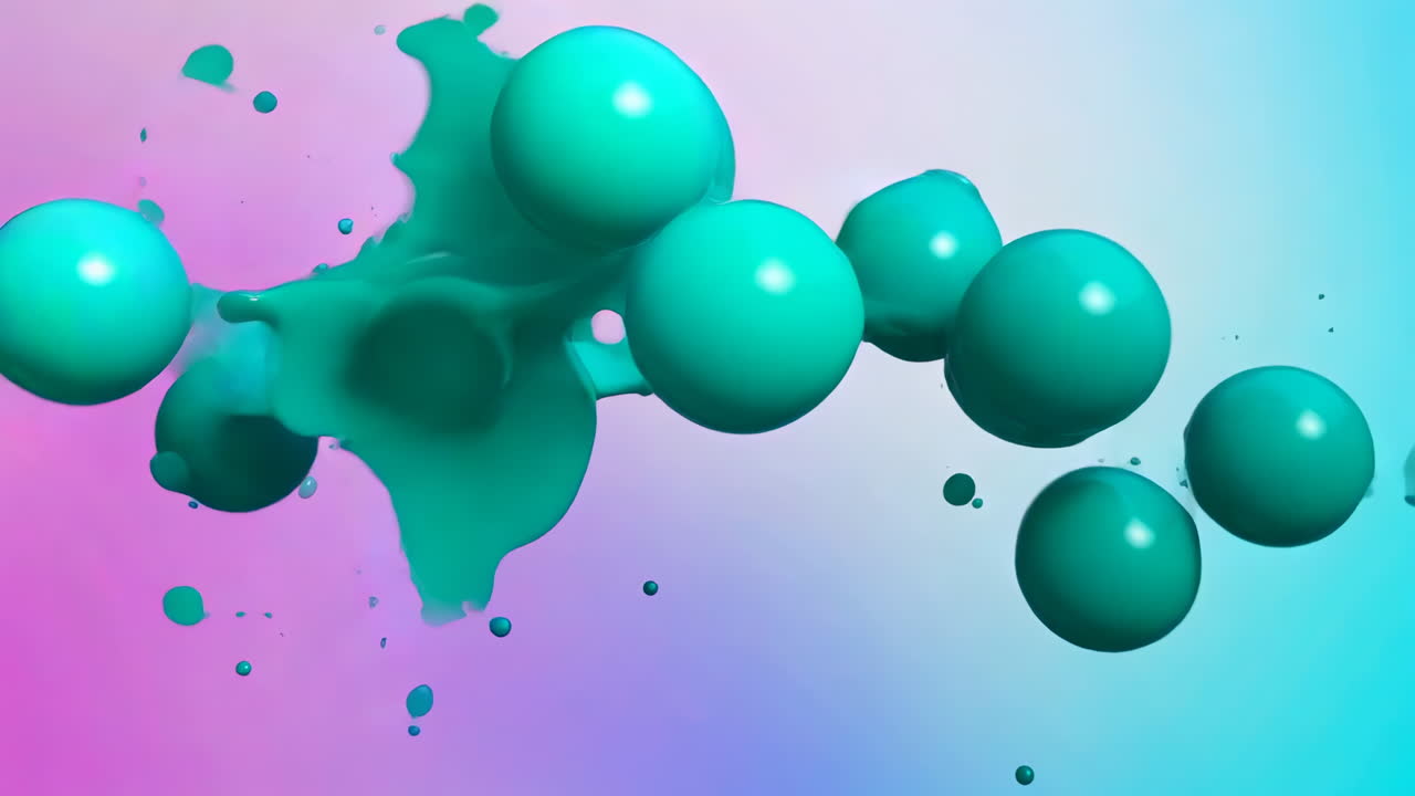 Abstract turquoise fluid bubbles
