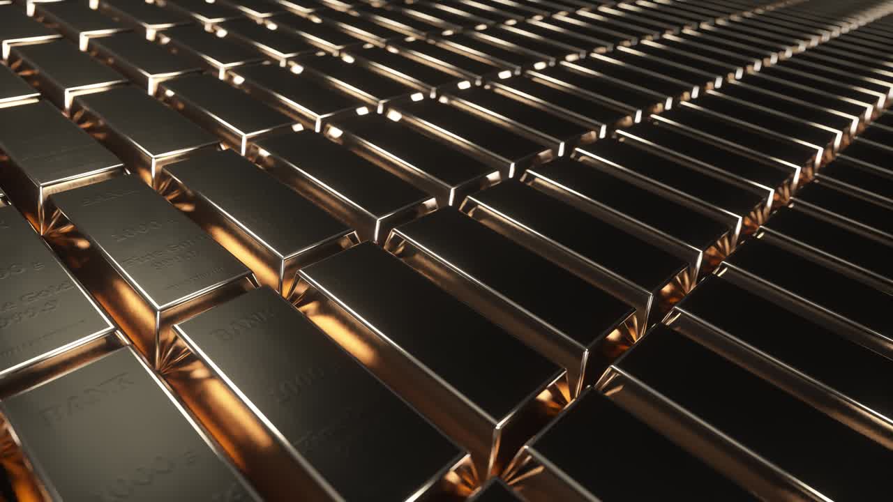 골드 바링고트 애니메이션 (금융의 배경, 3d 렌더링 애니메이션, 금의 주식)