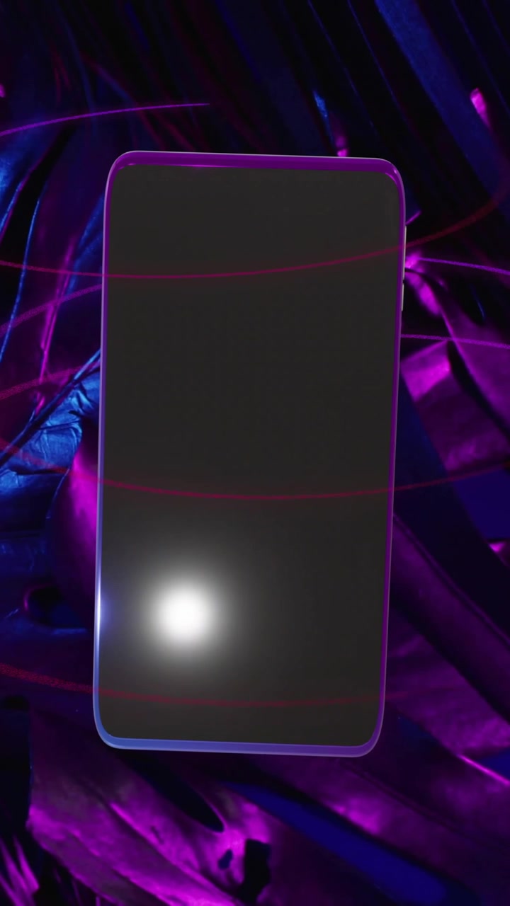 Animación de smartphone con pantalla en blanco sobre un fondo de hojas.