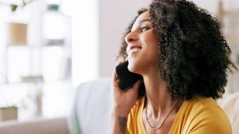 Black-woman,-phone-call-and-communication