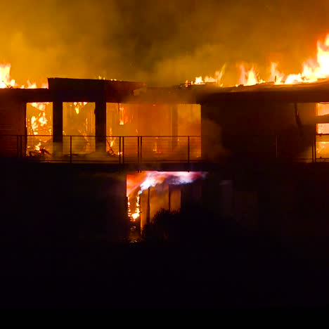 a large home burns at night during the 2017 thomas fire in ventura county california 2