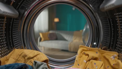 washing machine with laundry inside