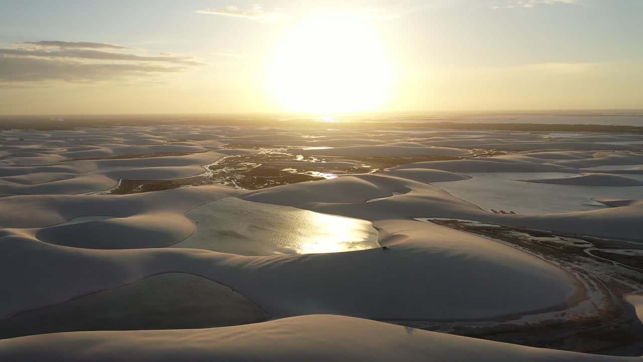 Drone view of dunes and lagoons in Lençóis Maranhenses National Park - Rota Lagoa Azul, Maranhão, Brazil