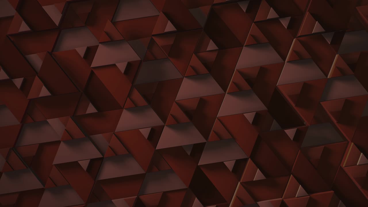 темно-оранжевый цвет минимализма. верхний вид. 3d-рендеринг петлевой анимации с движением геометрических треугольников. бесконечный фон для презентации. бизнес-анимация